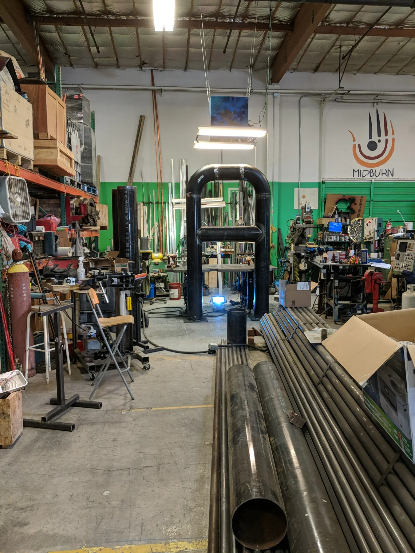 Steel pipe components for Albany Loop during fabrication