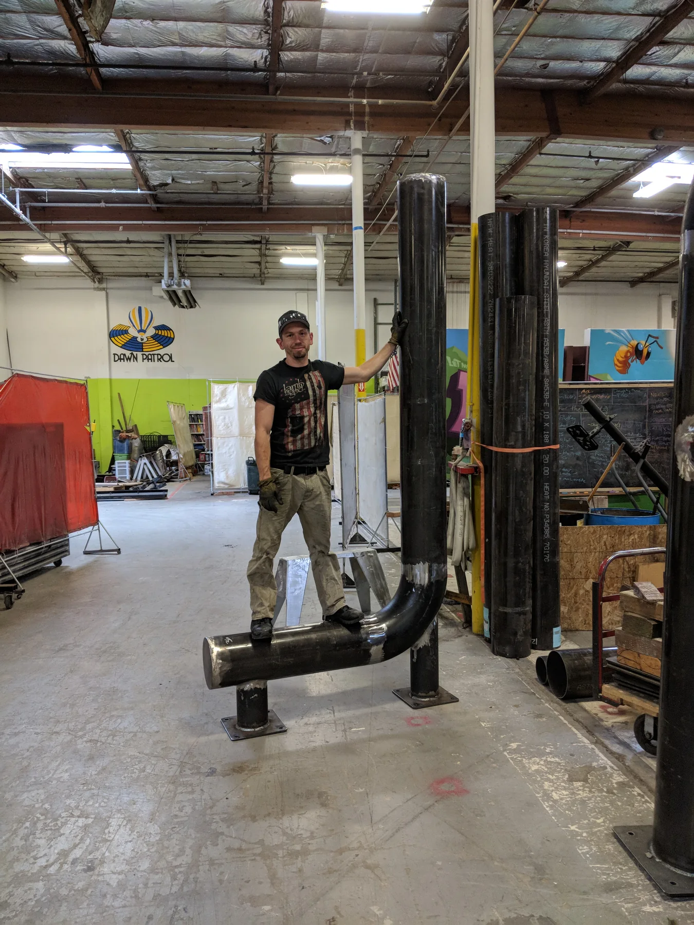 Large steel letter components for Albany Loop under fabrication