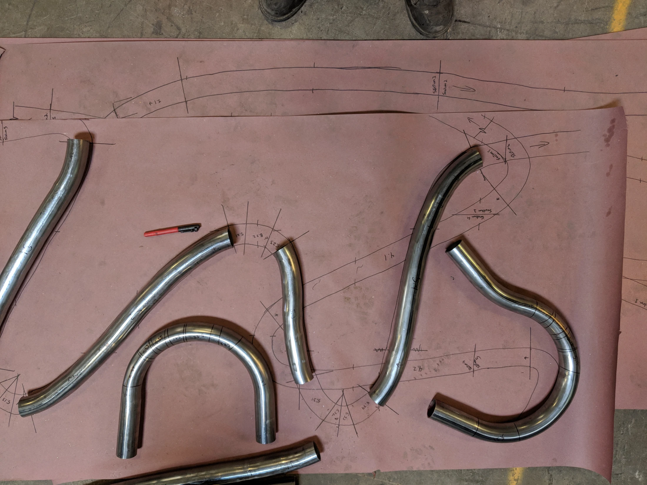 Curved components laid out