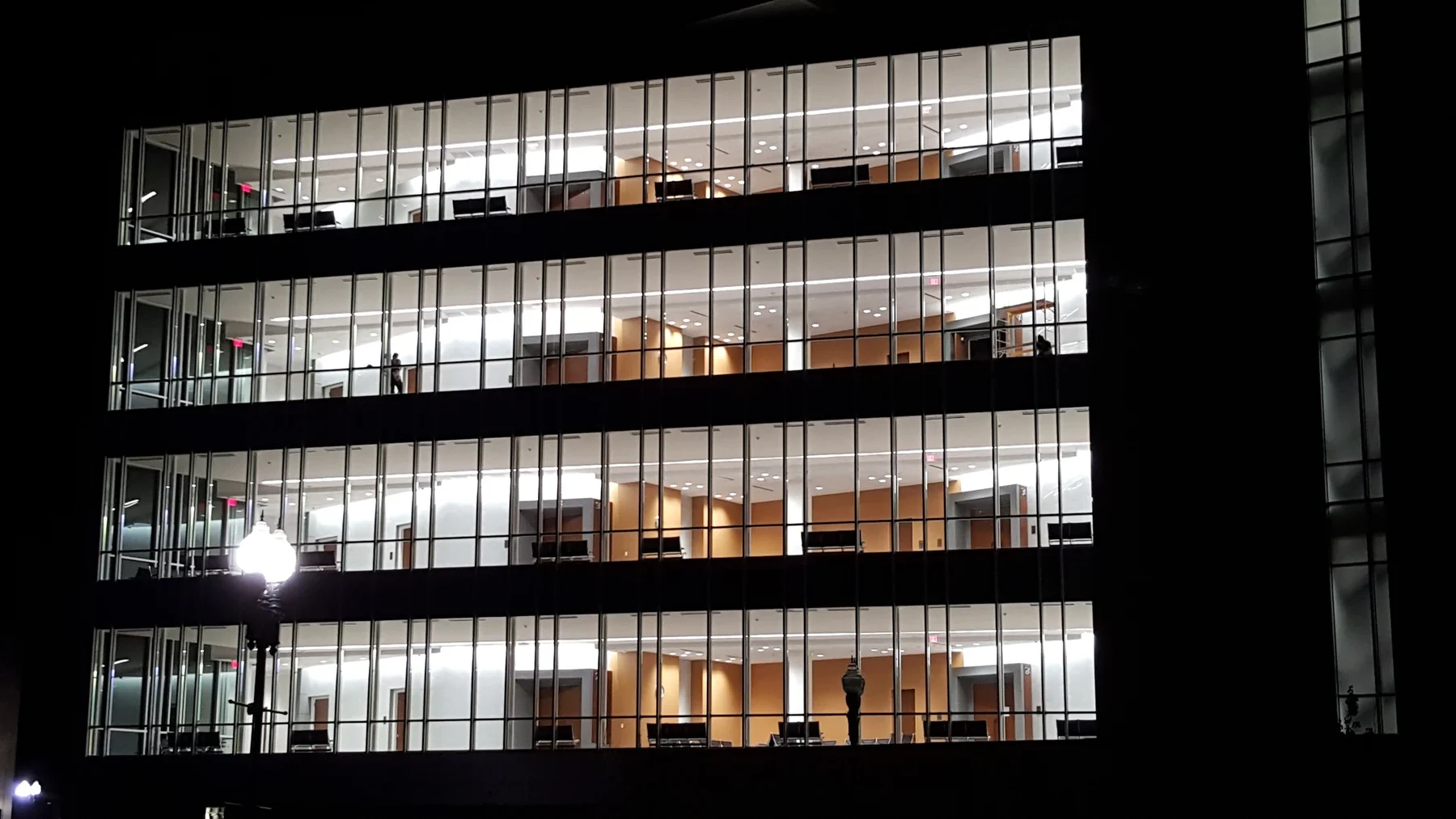 Sky Veil illuminated in the courthouse at night