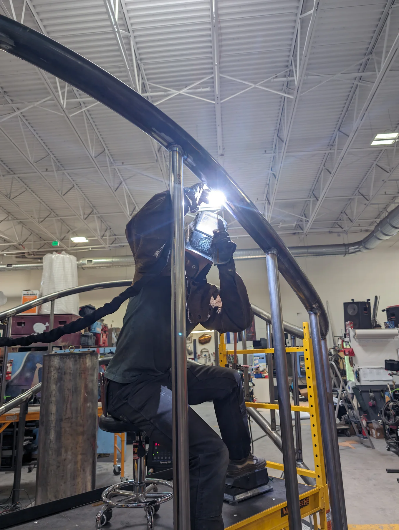 Welding the curved structure of The End of Time